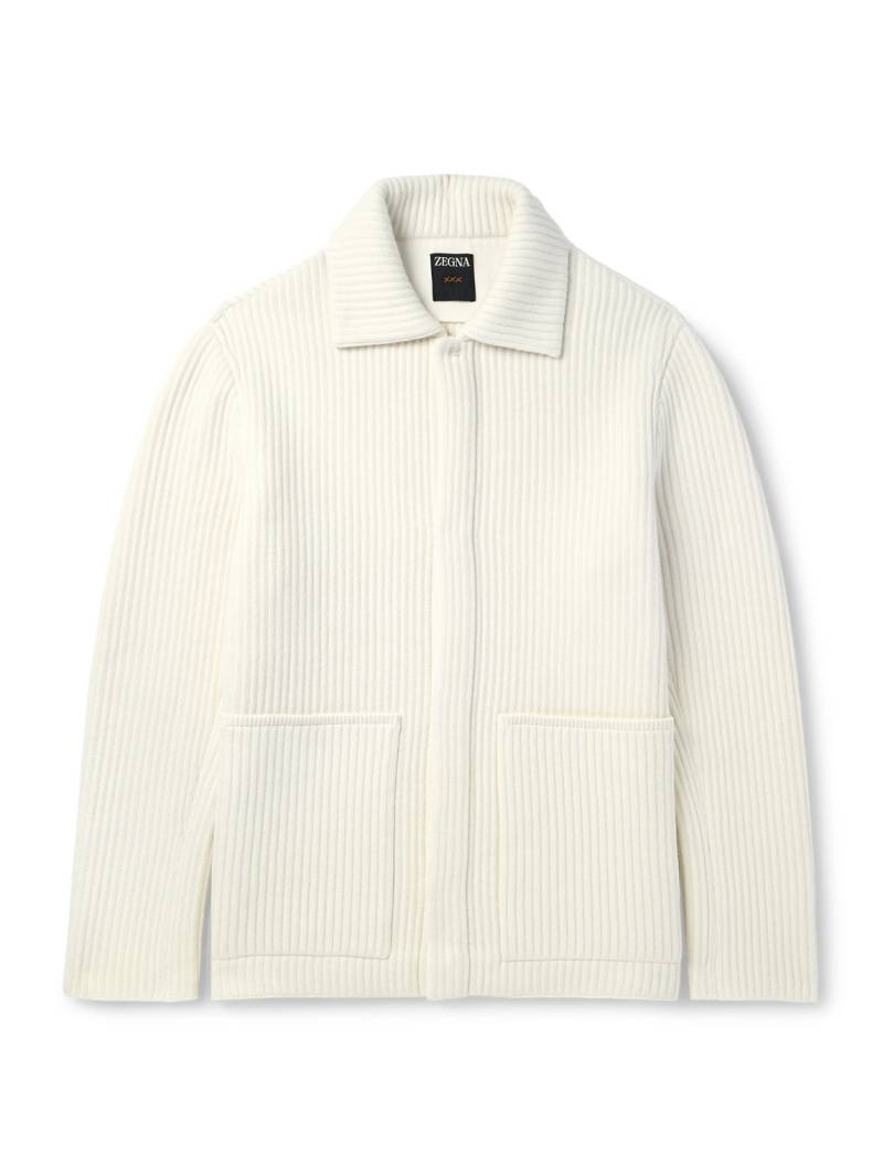Zegna - Ribbed Wool and Cashmere-Blend Jacket - Men - Neutrals - IT 56 von Zegna