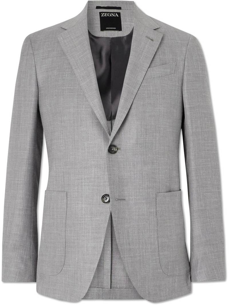 Zegna - Riviera Slim-Fit Wool, Silk and Linen-Blend Suit Jacket - Men - Gray - IT 54 von Zegna