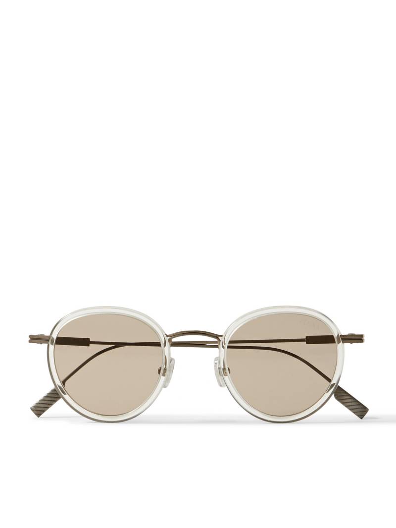 Zegna - Round-Frame Titanium and Acetate Sunglasses - Men - Silver von Zegna