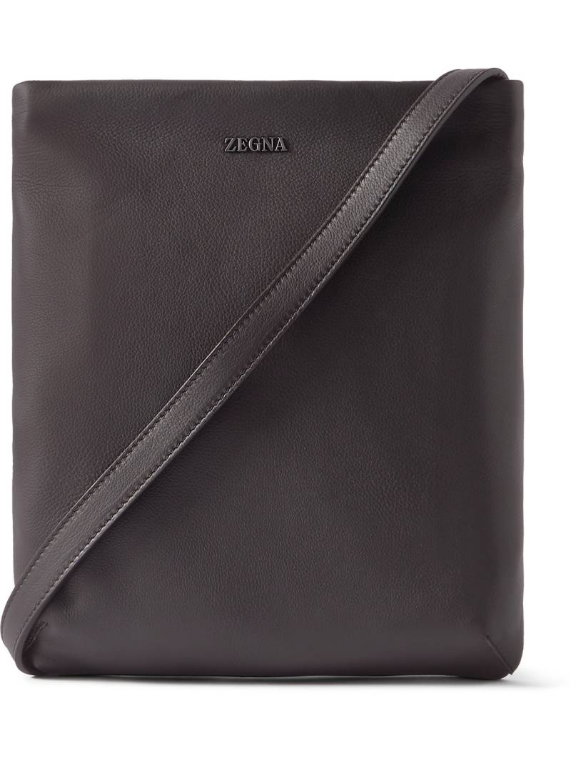 Zegna - SECONDSKIN Leather Messenger Bag - Men - Brown von Zegna