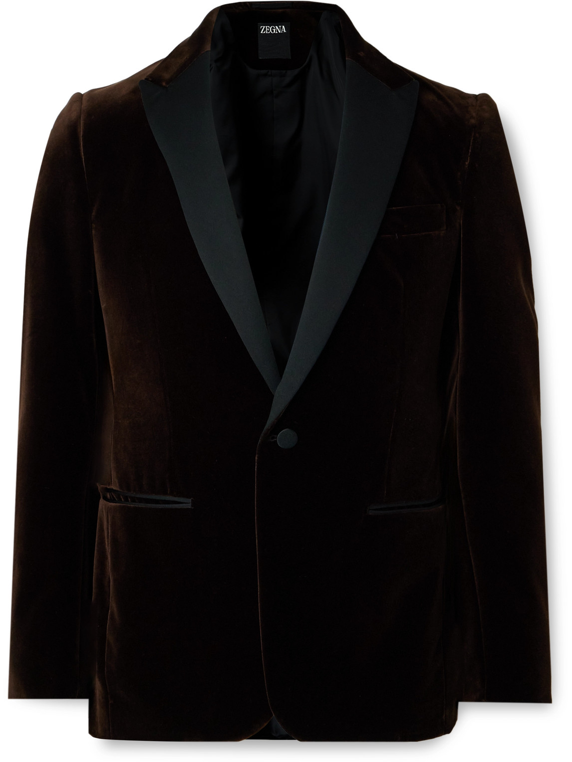 Zegna - Satin-Trimmed Cotton-Velvet Tuxedo Jacket - Men - Brown - IT 54 von Zegna