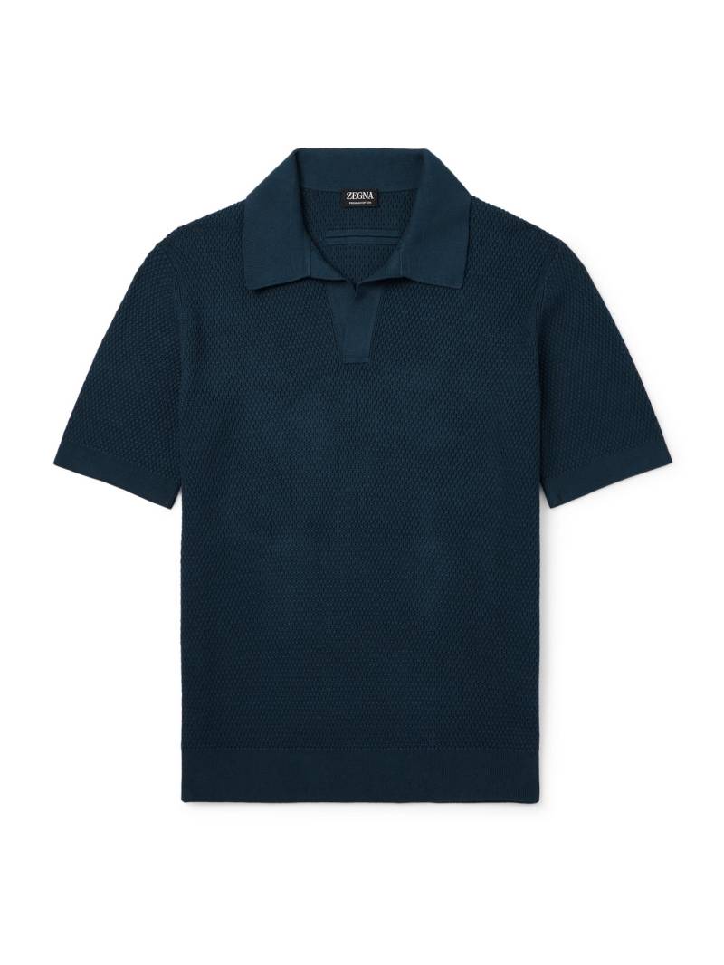 Zegna - Slim-Fit Cotton-Piqué Polo Shirt - Men - Blue - IT 46 von Zegna