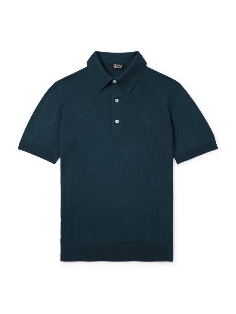 Zegna - Slim-Fit Cotton Polo Shirt - Men - Blue - IT 56 von Zegna