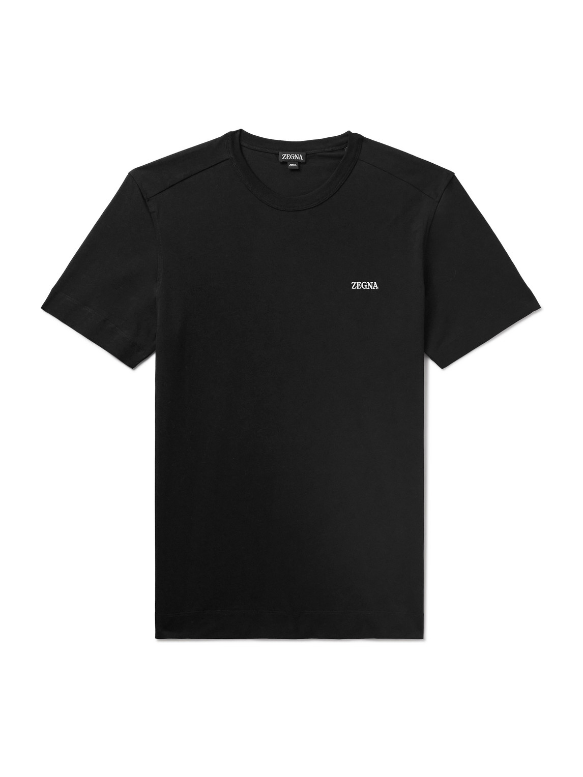 Zegna - Slim-Fit Logo-Embroidered Cotton-Jersey T-Shirt - Men - Black - IT 52 von Zegna