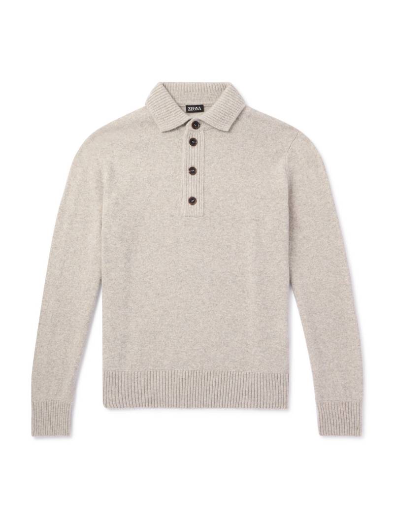 Zegna - Slim-Fit Wool and Cashmere-Blend Polo Shirt - Men - Gray - IT 52 von Zegna