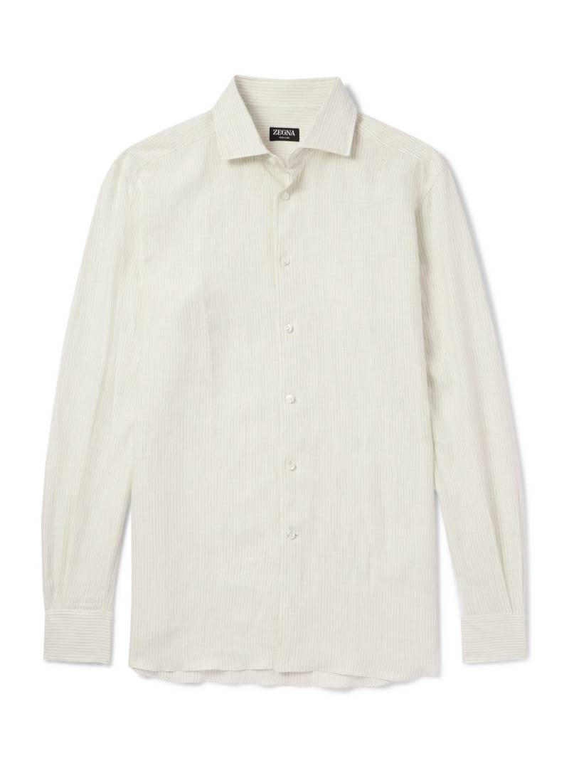 Zegna - Striped Oasi Linen Shirt - Men - Neutrals - XXL von Zegna