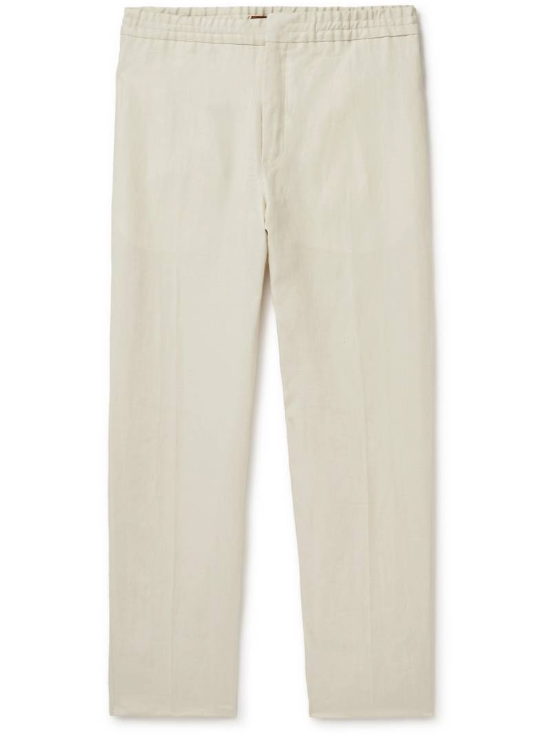 Zegna - Tapered Oasi Linen Trousers - Men - Neutrals - IT 50 von Zegna