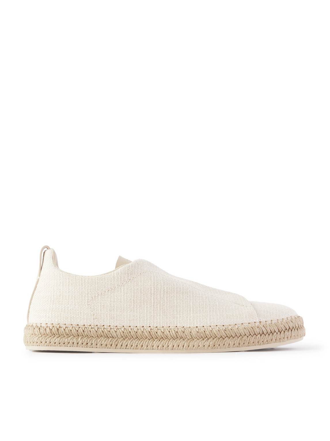 Zegna - Triple Stitch™ Leather-Trimmed Canvas Slip-On Sneakers - Men - Neutrals - UK 9 von Zegna
