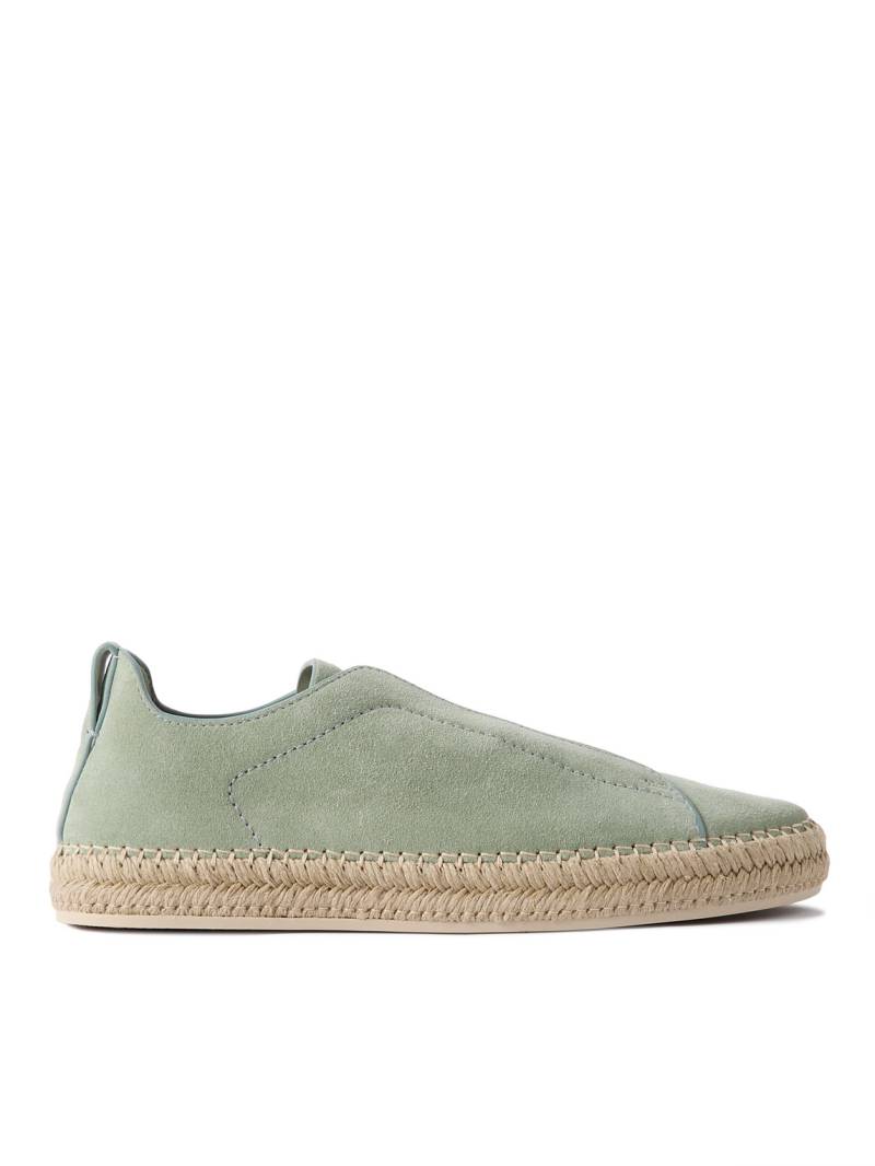 Zegna - Triple Stitch™ Leather-Trimmed Suede Slip-On Sneakers - Men - Green - UK 6 von Zegna