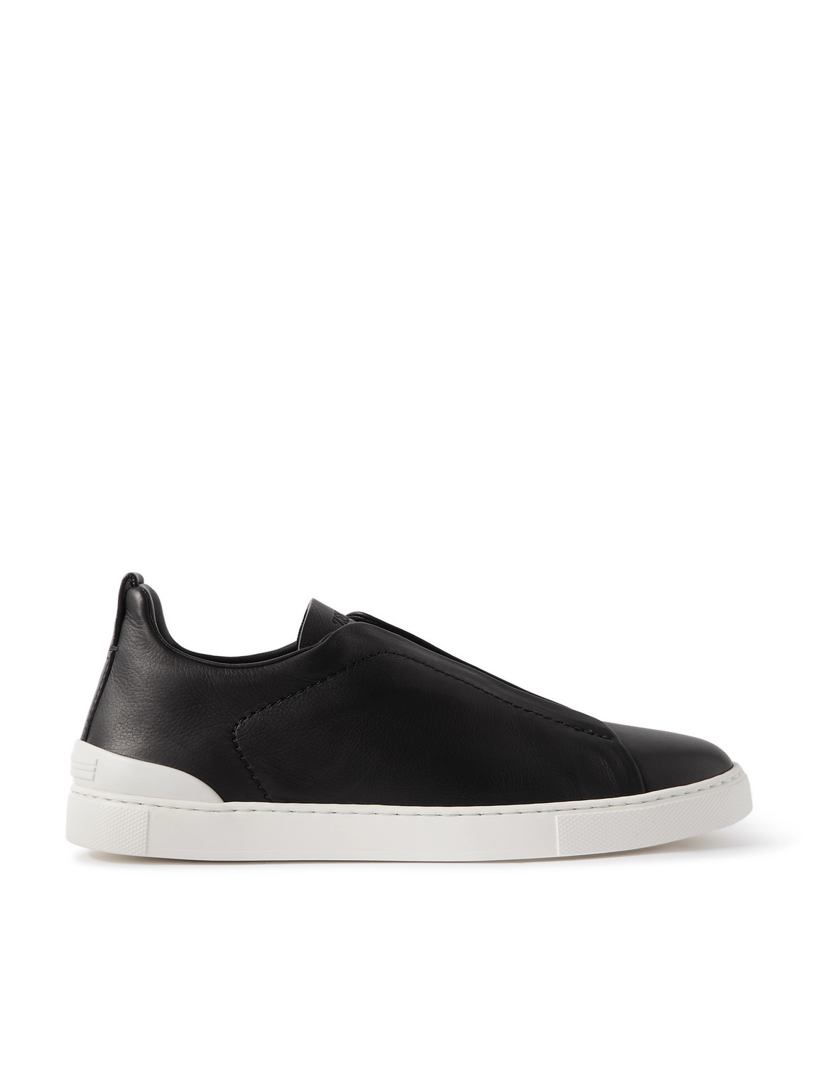 Zegna - Triple Stitch™ SECONDSKIN Full-Grain Leather Slip-On Sneakers - Men - Black - UK 8.5 von Zegna