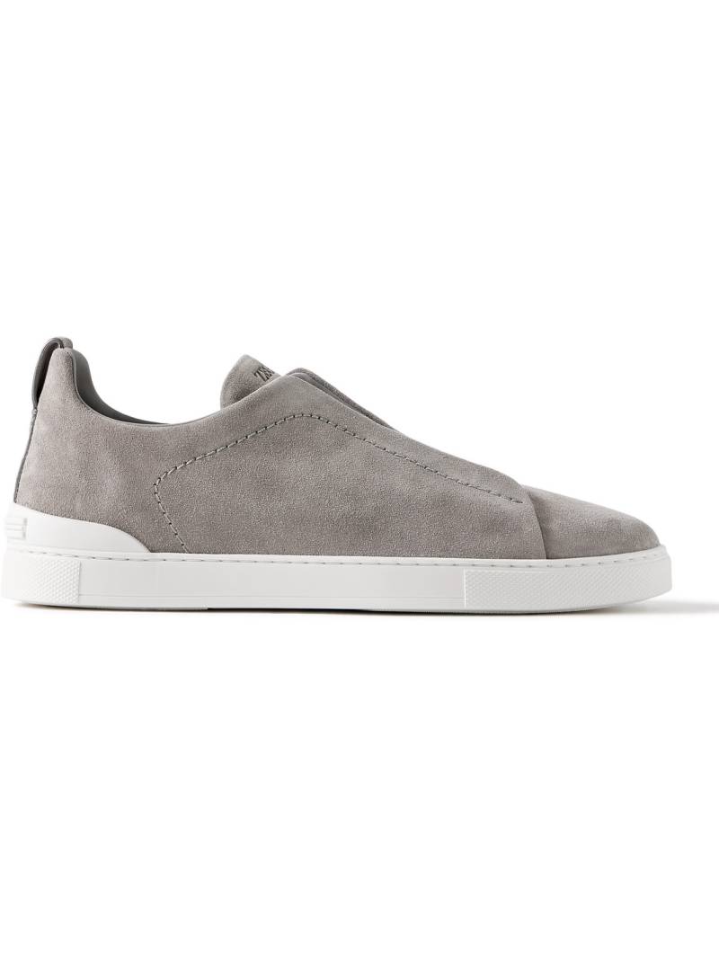 Zegna - Triple Stitch™ Suede Slip-On Sneakers - Men - Gray - UK 11.5 von Zegna