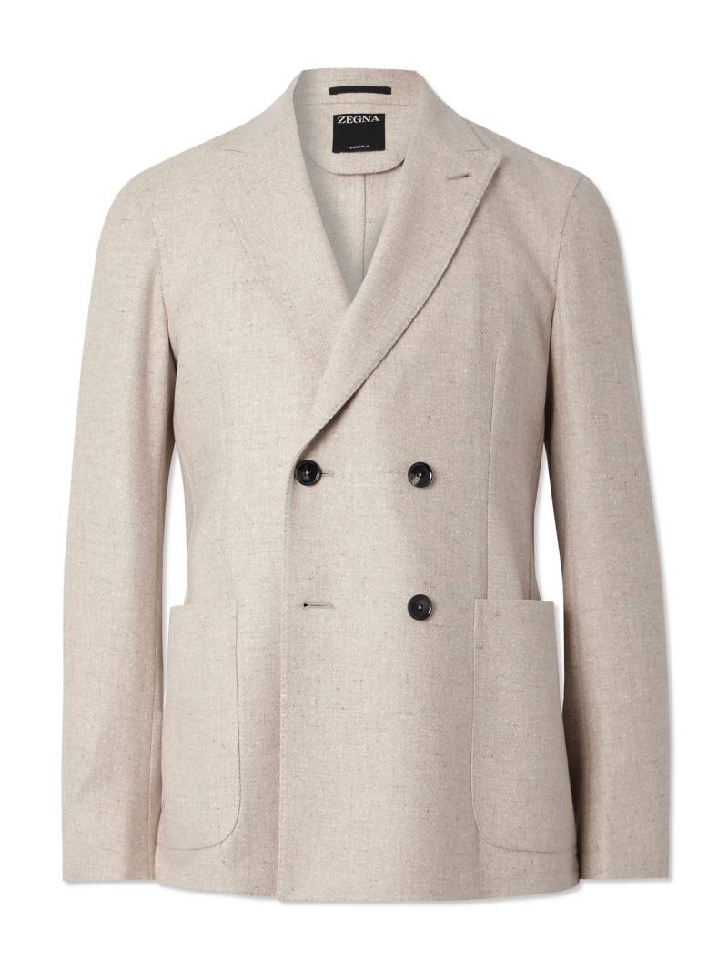 Zegna - Unstructured Double-Breasted Wool and Cashmere-Blend Blazer - Men - Neutrals - IT 50 von Zegna