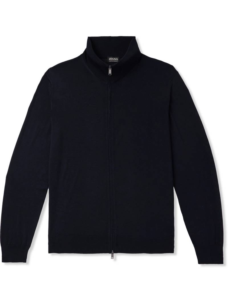 Zegna - Wool Zip-Up Cardigan - Men - Blue - IT 52 von Zegna