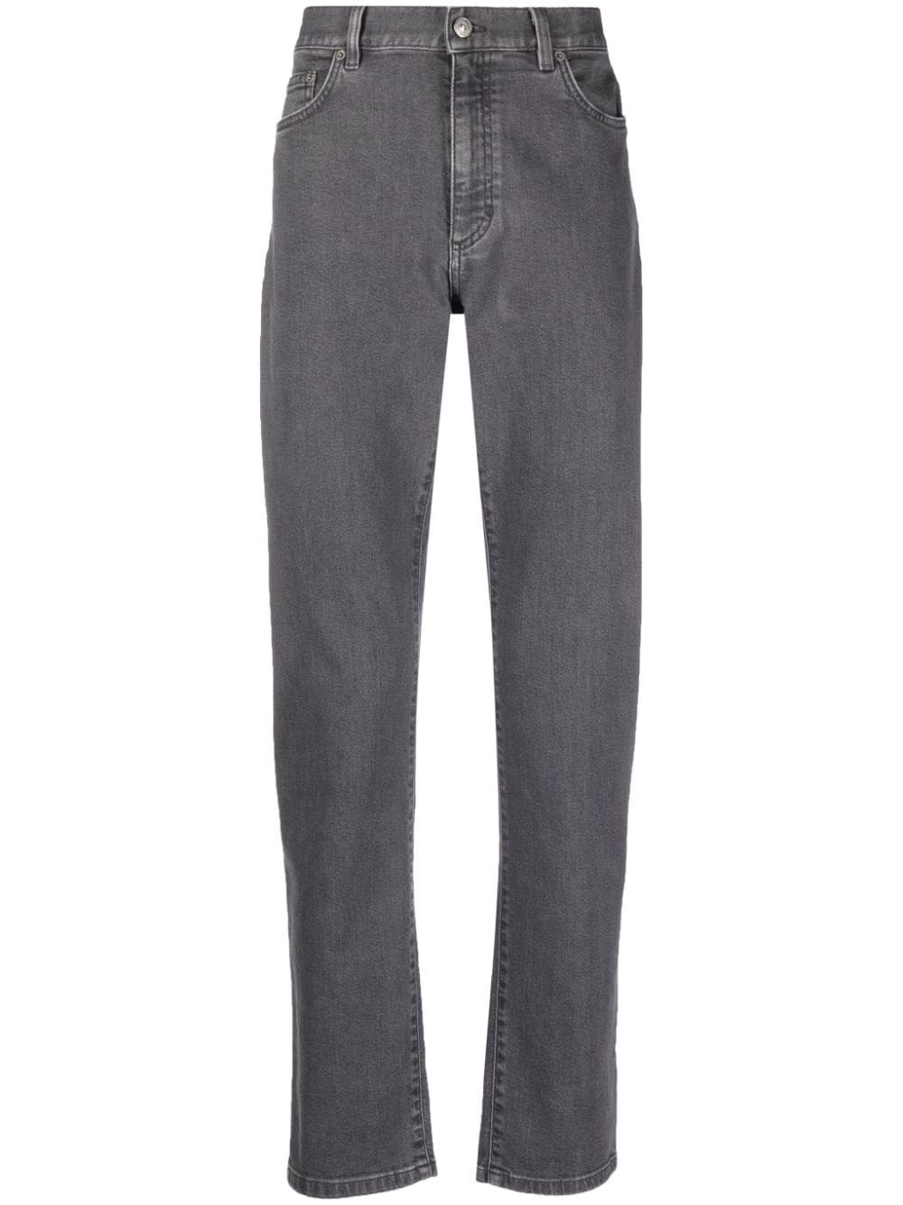 Zegna Halbhohe Straight-Leg-Jeans - Grau von Zegna