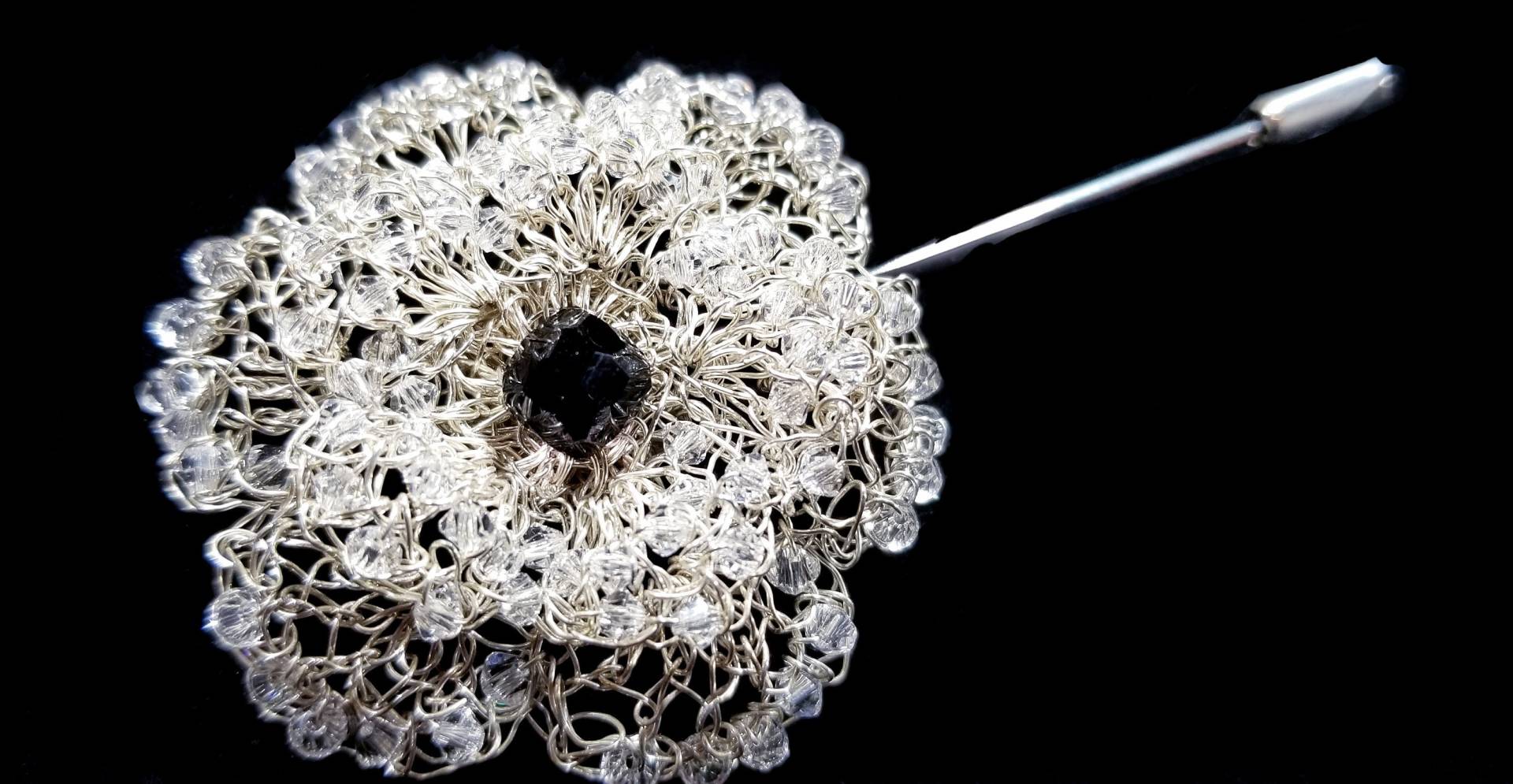 Silberdraht Häkeln Kristall Blume Brosche Silberdraht Häkeln Kristall Blume Brosche von ZegnaJewelry