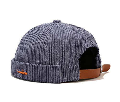 Zegoo Herren Damen Fisch-Stickerei Cord ohne Krempe Matrosenmütze Rollkragen Retro Beanie Mütze - Blau - Einheitsgröße von ZEGOO