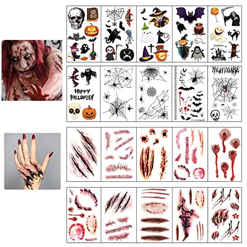 Temporäre Halloween-Tattoos Aufkleber wasserdicht Narben-Tätowierung Sticker Requisiten Drachen aus Papier klebriges für Wundnarbe Mit Blut, Horror Fake Wunde blutiger von Zehan Zitong