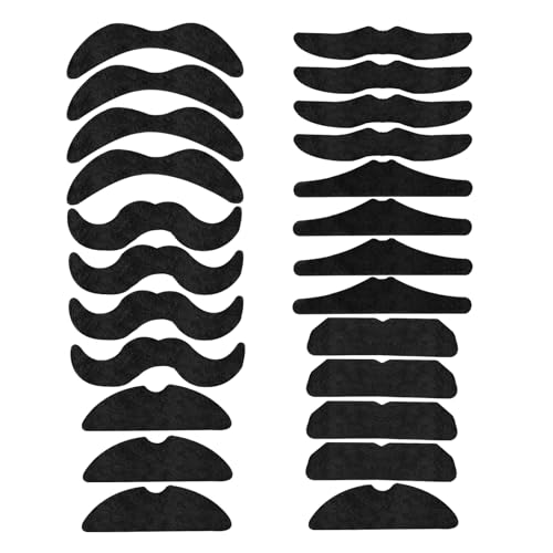 Zehan Zitong 24 Stück Schwarze Schnurrbart,Schnurrbart selbstklebend, Fake Bart,Halloween Party Bart für Weihnachtsfeier Geburtstag und Partei von Zehan Zitong