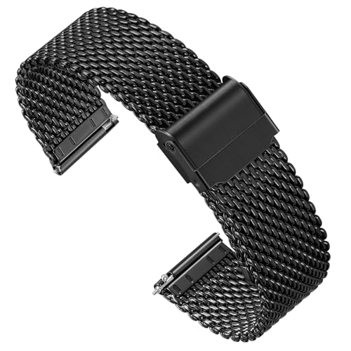 Zehior Edelstahl Metall Dick Gitter Uhrenarmbänder für Herren und Damen, Doppelter Sicherheitsverschluss, Schnellverschluss, Smart Watch Armbänder, Schwarz 16mm Zehior Edelstahl Metall Dick Gitter Uhrenarmbänder für Herren und Damen, Doppelter Sicherheitsverschluss, Schnellverschluss, Smart Watch Armbänder, Schwarz 16mm von Zehior