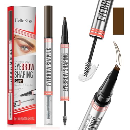 2In1 Augenbrauenstift mit Gel,Dual-Ended Augenbrauenstift,Eyebrow Pencil,Wischfest Eyebrow Pencil Kann Leicht Natürliche Geeignet,Geeignet für tägliche Ausflüge und Partys von ZeiLaBang Kakadi
