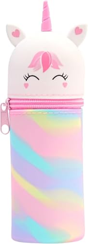 2-in-1 Silikon Federmäppchen,Federmäppchen aus Weichem Silikon,Federmäppchen Reißverschluss,Stand up Federmäppchen,Cartoon Federmäppchen,Stiftetasche Pencil Case,Große Kapazität Briefpapier Pouch von ZeiLaBang Kakadi