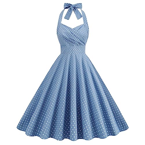 Audrey Hepburn Kleider Damen 50er 60er Jahre Kleid Vintage Cocktailkleid Neckholder 1950er Hepburn Stil Sommer Swing Coctailkleid Damen 50er Rockabilly Kleider Hepburn Stil von Zeiayuas