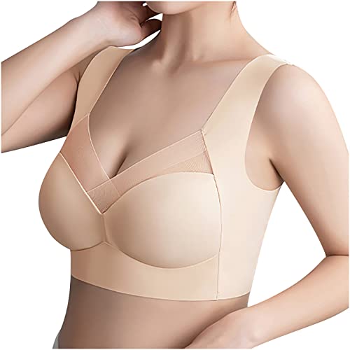 Damen Komfort BH Ohne Bügel GroßE Bustier Nahtloser Push Up Bralette Starker Halt Bra Bequem Breite Träger Sport-BHS Sport BH Seamless Rückenfrei BHS Weich Unterwäsche Stretch Klassischer Bustier von Zeiayuas