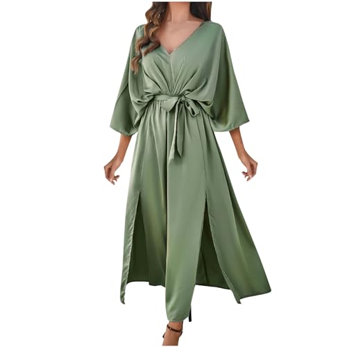 Damen Langärmliges Kleid V-Ausschnitt Damen Kleider Freizeit Lose Sommer Kleid Kleider Freizeit Einfarbig Sommerkleid Maxikleid Elegant Für Hochzeit Kleid Damen Abendkleider Elegant Partykleid von Zeiayuas