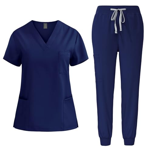 Damen Medizinische Arbeitskleidung Medizinische Uniform Klinik Krankenhaus Pflegebekleidung Medizinische Uniform Mit Oberteil Und Hose Locker Krankenschwester Arbeitsuniform Set Altenpflege Kleidung von Zeiayuas