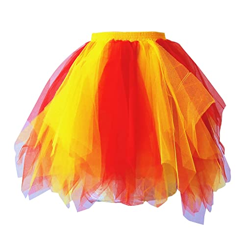 Damen tüllrock Karneval Klassisch Elastisch Damen Karneval Kostüm Tüllrock 50er Tütü Rock Kurz Ballett Unterrock Crinoline Petticoat Tutu Hippie Kleidung Damen Karneval Rock mit Volant von Zeiayuas