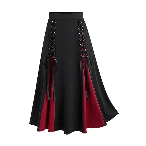 Generic Steampunk Rock Damen Hofkleidung Vintage Röcke Damen Viktorianisch Steampunk RöCke A-Linie Mittelalter Gothic Rock Punk Rave Kleid Gothic Kleidung Sexy Cosplay Mittelalterliche Rock von Zeiayuas