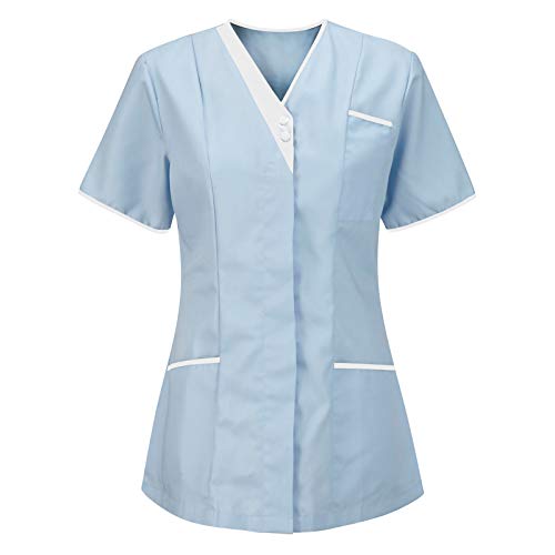 Kasacks Damen Pflege GroßE GrößEn T-Shirt mit Taschen Schlupfhemd Arbeitsuniform Kasack Pflegeheim Tops Kurzarm V-Ausschnitt Krankenpfleger Uniform Einfarbig Medizinische Berufsbekleidung von Zeiayuas