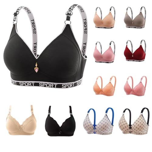 Klassische BHS Für Damen Bequem Push Up BHS Baumwoll Bügellos Ohne Bügel BH Komfort Nahtloser BH Weich Nahtlose Bralette Fitness Sport Bustier V-Ausschnitt Bra Modisch Verstellbare Unterwäsche von Zeiayuas