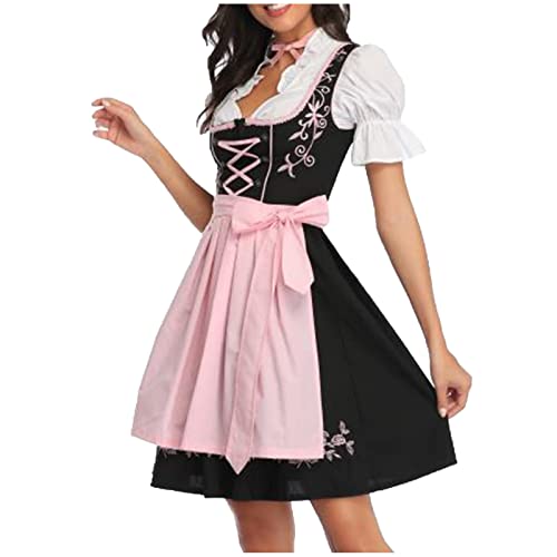 Trachtenkleid Damen Midi Dirndl Kleid Elegant Dirndlkleid GroßE GrößEn Trachtenrock DirndlschüRze Cosplay DienstmäDchen Bayern Kleider Modische Bierkleid Trachtenmode FüR Oktoberfest Karneval von Zeiayuas
