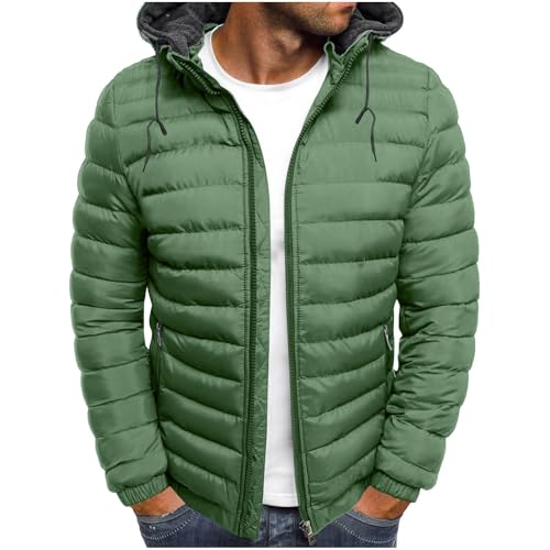 Winterjacke Herren Leichte Steppjacke Winter Warm Daunenjacke Basic Übergangsjacke GroßE GrößEn Pufferjacke Bequeme Kapuzenjacke Einfarbig Outdoorjacke Casual Puffer Jacket Outdoor Softshelljacke von Zeiayuas