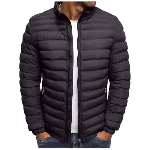 Winterjacke Herren Leichte Steppjacke Winter Warm Daunenjacke Basic Übergangsjacke GroßE GrößEn Pufferjacke Bequeme Kapuzenjacke Einfarbig Outdoorjacke Casual Puffer Jacket Outdoor Softshelljacke von Zeiayuas