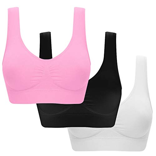 Zeiayuas 3er Pack BH Damen Ohne Bügel BHS Push Up Bralette GroßE GrößEn Bustier Bügelloser Bra Sport BH Nahtlos Stretch BHS Bequemer Seamless Bras Modische Atmungsaktive Büstenhalter für Alltag Yoga von Zeiayuas