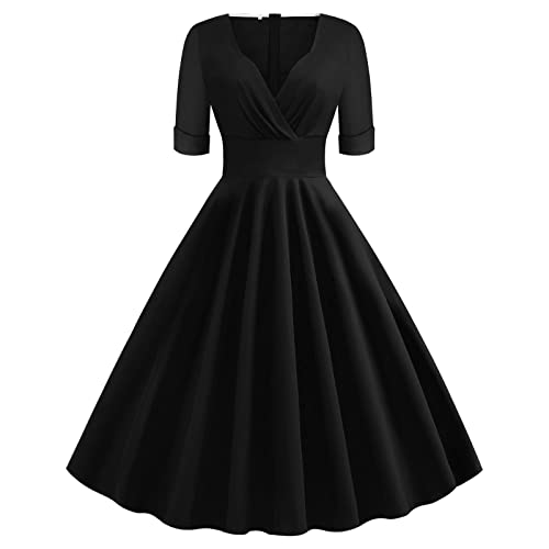 Zeiayuas 50er Jahre Kleider Damen Rockabilly Vintage Kleid GroßE GrößEn 1950er Abendkleider 50er 60er Jahre Kleid Hepburn Kostüm Hepburn Stil Rockabilly Petticoat Kleid Cocktailkleid Retro Kleider von Zeiayuas