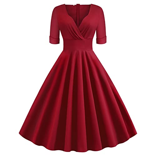 Zeiayuas 50er Jahre Kleider Damen Rockabilly Vintage Kleid GroßE GrößEn 1950er Abendkleider 50er 60er Jahre Kleid Hepburn Kostüm Hepburn Stil Rockabilly Petticoat Kleid Cocktailkleid Retro Kleider von Zeiayuas