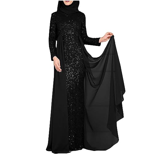 Zeiayuas Ballkleid Damen Lang Grün Damen (ohne Kapuze) Rundhalsausschnitt Paillettenkleid Langarm Slim Fit Kleid Festliche Kleider für Damen Lang Elegant Abendkleider von Zeiayuas