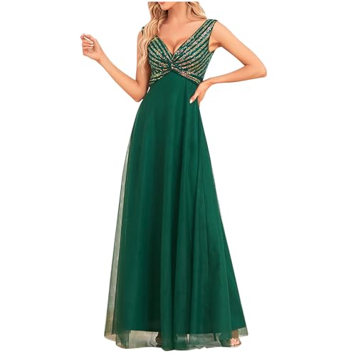 Zeiayuas Ballkleid Lang Grün Damen Glitzer Elegant Cocktailkleider Paillettenkleid Gold Rückenfrei Partykleid Ballkleid Abendkleider Lang Elegantes Kleid Damen Festlich Wickelkleider GroßE GrößEn von Zeiayuas