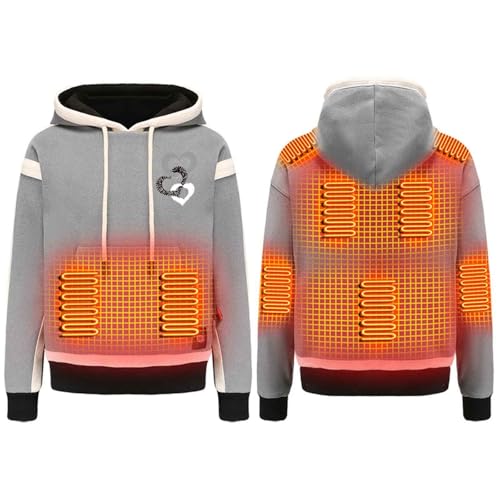 Zeiayuas Beheizbare Hoodie DamenBeheizbare Jacken Herren Damen Fleece Hoodie, 3 Einstellbar Temperatur, 9 Heizzonen, Winddicht Winter Warm Kapuzepullover USB Elektrischer Beheizte Sweatjacke von Zeiayuas