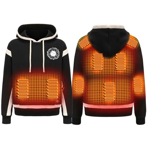 Zeiayuas Beheizbare Hoodie HerrenBeheizbare Jacken Herren Damen Fleece Hoodie, 3 Einstellbar Temperatur, 9 Heizzonen, Winddicht Winter Warm Kapuzepullover USB Elektrischer Beheizte Sweatjacke von Zeiayuas