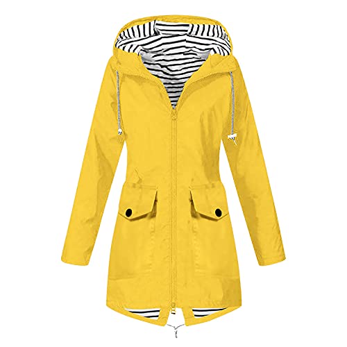 Zeiayuas Damen Regenjacke Regenmantel Mit Kapuze ÜBergangsjacke Atmungsaktiv Mantel Einfarbig Wasserdichte Softshelljacke Bequeme Leichte Kapuzenjacke Outdoorjacke Mittellange Windbreaker Wanderjacke von Zeiayuas
