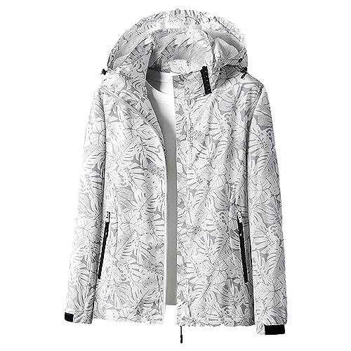 Zeiayuas Damen Übergangsjacke mit Mode Muster, Wasserdicht und Atmungsaktiv Winterjacke Winddichte Outdoorjacke Große Größe Schicke Softshelljacke für Bergsteigen, Camping Und Outdoor-Abenteuer von Zeiayuas
