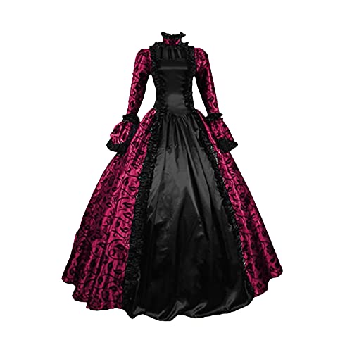 Zeiayuas Gothic Kleidung Damen Vintage Court Abendkleider Renaissance Mittelalterkleid Spitze Patchwork Prinzessinkleid Viktorianisches Ballkleid Maskerade Kleider Ausgestellte ÄRmel Partykleid von Zeiayuas