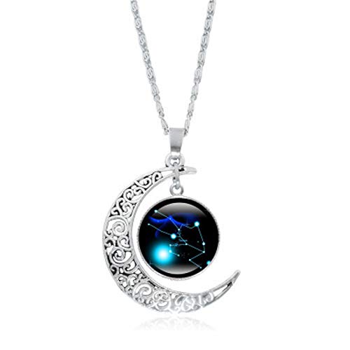 Zeiayuas Halskette Damen 12 Sternzeichen Collier personalisiert Runde Sternbilder Anhänger Halsketten Münzenkette Horoskop Tierkreis Schmuck Geschenk für Damen Herren Jungen Mädchen von Zeiayuas