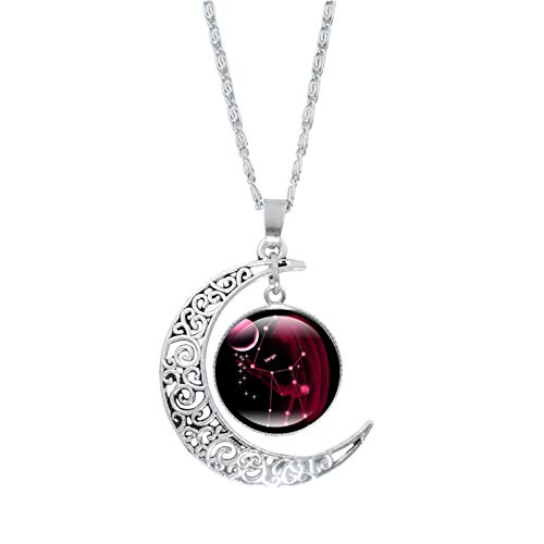 Zeiayuas Halskette Damen 12 Sternzeichen Collier personalisiert Runde Sternbilder Anhänger Halsketten Münzenkette Horoskop Tierkreis Schmuck Geschenk für Damen Herren Jungen Mädchen von Zeiayuas