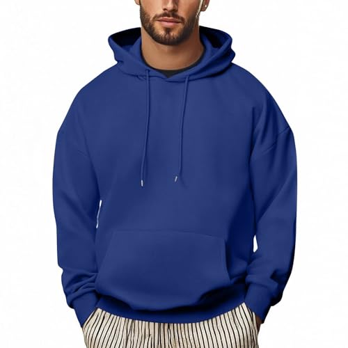 Zeiayuas Hoodie Herren Oversize Casual Kapuzenpullover Einfarbig Sweatshirt mit Kapuze Winter Herbst Pullover Lässig Lockere Kapuzenjacke Freizeit Outdoor Sportjacke Bequem Hoody mit Taschen von Zeiayuas