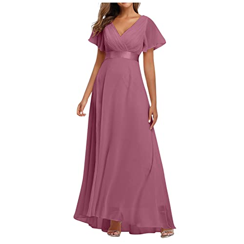 Zeiayuas Kleid Damen Elegant Sommerkleid Festliche Elegant Bodycon Lang Hochzeit Abendkleider Sommerkleid Abendkleid Elegant Brautjungfern langes Kleid Hochzeitsgast Lässig Sommerkleid Cocktailkleid von Zeiayuas